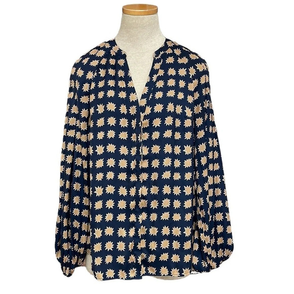 Boden Tops - Boden Blouse Long Sleeve Blue Gold Star Top Size 6